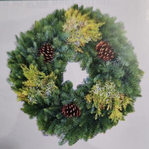 Christmas Wreath Live - 26" Cabin Country with Balsam Pine and Cedar