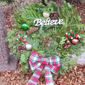 Christmas Wreath Live 26" Balsam and Pine Custom Decorated